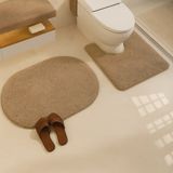 Eurobano Shaggy Oval 2'li Set Banyo Paspası 60X100-60X50 %100 Doğal Lateks Kaymaz Taban Yıkanabilir Banyo Seti - Bej