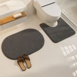 Eurobano Shaggy Oval 2'li Set Banyo Paspası 60X100-60X50 %100 Doğal Lateks Kaymaz Taban Yıkanabilir Banyo Seti - Füme