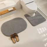 Eurobano Shaggy Oval 2'li Set Banyo Paspası 60X100-60X50 %100 Doğal Lateks Kaymaz Taban Yıkanabilir Banyo Seti - Gri