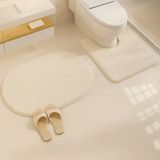 Eurobano Shaggy Oval 2'li Set Banyo Paspası 60X100-60X50 %100 Doğal Lateks Kaymaz Taban Yıkanabilir Banyo Seti - Kemik