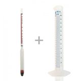 Eurodensimeter 0-100 Alkolmetre ve ISOLAB 250ml Plasitk Mezür Seti