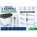 Eurofil 3 Aşamalı 10 Inç Bina Girişi Su Filtre Sistemi Yıkanabilir Tortu Cto Karbon Nsf Sertifikalı Silifoz