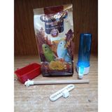 Eurogold Yavru Muhabbet Yemi 500 Gr+Küçük MAMALIK+100 ml Mavi Tüp Suluk+20 cm Ahşap Başlıklı Tünek+Kalamar Kemiği Tutacağı - 1 ADET
