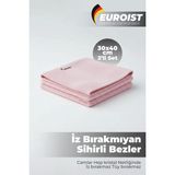 Euroist 2 Adet Mikrofiber Temizlik Bezi Cam, Ayna, Mutfak, Banyo, Araç Genel Temizlik Bezi 30 x 40 cm Pembe