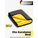 euroist 800 GSM Mikrofiber Araba Kurulama Bezi, Oto Kurulama Havlusu, Çift Katlı Havlu, 50x70 cm, 1 Adet