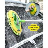 Euroist Mikrofiber Araba Yıkama Mopu - Uzun Saplı Teleskopik Fırça Mop, Oto Mop, Araba Mopu, Araba Yıkama Fırçası, +1 Yedek Başlıklı Mop, (117 Cm) - Yeşil