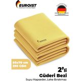 Euroist Mikrofiber Güderi Bez 2 Adet | Araç Araba Oto Kurulama ve Cam Temizlik Bezi | 50 x 70 cm - gold - Sarı (Gold)