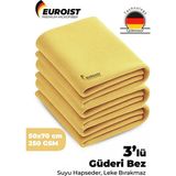 Euroist Mikrofiber Güderi Bez, Araba Bezi, Oto Kurulama Bezi, Araç Cam Kaporta Temizlik Bezi, Büyük Boy 50 x 70 cm(3 Adet) - 0,25 kg