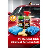 euroist Standart Oto Yıkama ve Parlatma Seti – Cilalı Oto Şampuanı 500 ml, Seramik Etkili Cila 500 ml, Mikrofiber Cila Bezi, Güderi Bez, Makarna Eldiven