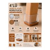 EUROLUXE 4’lü Silikon Keçeli Mobilya Ayak Koruyucu 2.5 cm Sandalye Masa Çizilmez Kaydırmaz Sessiz
