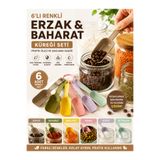EUROLUXE 6'lı Renkli Erzak ve Baharat Küreği Seti Pratik Ölçü Saklama Kaşığı Gıda Küreği