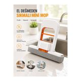 Euroluxe El Değmeden Sıkmalı Mini Mop Süngerli Tezgah Üstü Mutfak Lavabo Cam Fayans Temizleme Aparatı