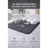 EUROLUXE Mikrofiber Bulaşık Kurutma Matı 36x46 cm Süper Emici Kaymaz Tezgah Üstü Kurulama Altlığı