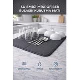 EUROLUXE Mikrofiber Bulaşık Kurutma Matı 36x46 cm Süper Emici Kaymaz Tezgah Üstü Kurulama Altlığı