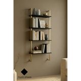 Euromob 60x20 cm, 4 Raflı Kitaplık | Duvar Rafı & Mutfak, Banyo, Organizer, Gold Metal, Siyah Ahşap