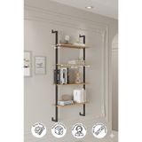 Euromob 60x20 cm Beyaz Metal 4 Raflı Duvar Rafı | Kitaplık & Mutfak Banyo Organizer