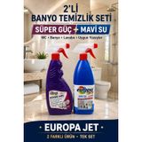 Europa Jet 2’li Banyo Temizlik Seti – Süper Güç + Mavi Su Kireç ve Pas Sökücü – WC, Banyo ve Lavabo İçin