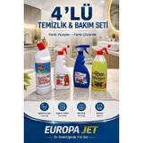 Europa Jet 4’lü Ev Temizlik ve Bakım Seti – Lavabo WC Klozet, Cam Yüzey ve Yağ Kir Temizliği İçin