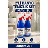 Europa Jet Mavi Su WC ve Banyo Kireç ve Pas Sökücü 2’li Set – Lavabo, Armatür ve Banyo Yüzeyleri İçin