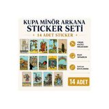 europaking Tarot Kartı Sticker Seti Kupa Serisi 14 Adet Minor Arcana Cups 3x4,5 cm Parlak Baskı