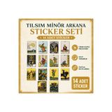 europaking Tarot Kartı Sticker Seti Tılsım Serisi 14 Adet Minor Arcana Pentacles 3x4,5 cm Parlak Baskı
