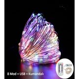 Ev Balkon Ve Parti İçin 10 Metre Renkli Kumandalı Usb Peri Led 8 Modlu Animasyonlu Yılbaşı Süsü Işık