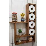 Ev Dekka 100X60 Cm Dev Boy Masif Ham Ahşap Banyo Rafı - 6 Geniş Bölmeli Tuvalet Kağıtlığı Ve Düzenleyici