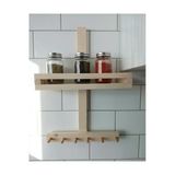 Ev Dekka 50X35 Cm Ahşap Mutfak Organizeri - Köknar Ağacı Baharatlık - Delmesiz Yapışkanlı Banyo Havluluğu