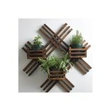 Ev Dekka 60X60 Cm Doğal Ahşap Çapraz Tasarım Duvar Rafı - Kahve Ve Ham Ahşap Renk Seçenekli