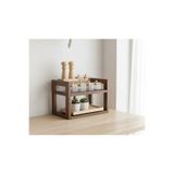 Ev dekka Ahşap 2 Katlı Baharatlık Standı - Tezgah Üstü Düzenleyici Raf - Modern Mutfak Rafı 25x20 cm