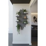 Ev dekka Ahşap Dekoratif Duvar Rafı - 120x60 cm Modern Çıtalı Çiçeklik - Antrasit