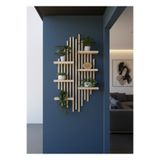 Ev dekka Ahşap Dekoratif Duvar Rafı - 120x60 cm Modern Çıtalı Çiçeklik