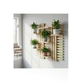 Ev Dekka Ahşap Dekoratif Duvar Rafı 5 Bölmeli Çiçeklik Saksı Standı 50X50cm Çifttaraflı Bantlıdelmesizmontaj