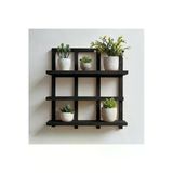 Ev Dekka Ahşap Dekoratif Duvar Rafı - 50X50 Cm Kare Tasarım Çok Amaçlı Kitaplık Ve Çiçeklik