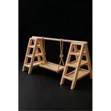 Ev Dekka Ahşap Dekoratif Salıncaklı Raf - Merdiven Tasarımlı Takı Ve Çiçek Standı (40X30 Cm)