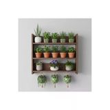 Ev Dekka Ahşap Duvar Rafı - 3 Katlı Çok Amaçlı Mutfak Ve Balkon Rafı - Dekoratif Saksılık - 50X50 Cm