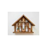Ev Dekka Ahşap Ev Tasarım Dekoratif Duvar Rafı - Sukulent Ve Mini Çiçek Rafı 40X30 Cm