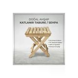 Ev Dekka Ahşap Katlanır Tabure - Piknik, Balkon Ve Kamp Masası - 50X25 Cm