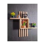 Ev Dekka Dekoratif Ahşap Duvar Rafı 60X50{ Cm} - Çift Taraflı Bant İle Yapıştırılabilir - Modern Kitaplık