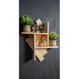 Ev Dekka Dekoratif Ahşap Duvar Rafı 60X50x10 Cm - Çift Taraflı Bantlı Montaja Hazır - Vidasız Duvar Kitaplığı
