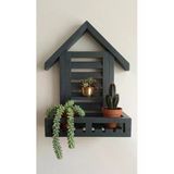 Ev Dekka Dekorev Ham Köknar Ahşap Ev Tasarımlı Duvar Rafı - Dekoratif Mutfak Ve Banyo Rafı - 40X20x25 Cm