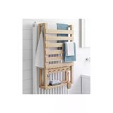 Ev Dekka Doğal Ahşap Radyatör Üstü Havluluk Ve Banyo Rafı - 30X50 Cm Modern Askılıklı Dekoratif Organizer