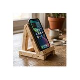 Ev Dekka Doğal Ahşap Telefon Standı - Masaüstü Telefon Tutucu 15X8 Cm