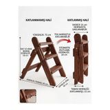 Ev Dekka Kestane Rengi Masif Ahşap Katlanır Merdiven - Dekoratif Basamak Tabure (75 Cm)