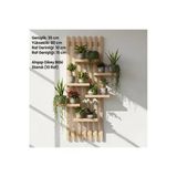 Ev Dekka "Köknar Ahşap Duvar Dekoru -60X35 Cm Pratik Montajlı Çiçeklik - Delme Gerektirmez.