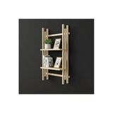 Ev Dekka Köknar Masif Ahşap Duvar Rafı - 60X40 Cm Yapışkanlı Raf - Demonte Dekoratif Kitaplık