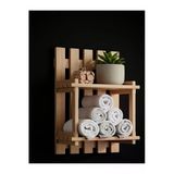 Ev Dekka Masif Ahşap Dekoratif Banyo Ve Mutfak Rafı - 50X40 Cm - Montaj Gerektirmez Yapışkanlı Havluluk