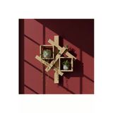 Ev Dekka Masif Ahşap Modern Duvar Rafı - 60X50 Cm Dekoratif Geometrik Kitaplık Ve Çiçeklik