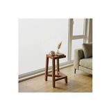 Ev Dekka Masif Ahşap Tasarım Sehpa - 60X40 Cm - Doğal Ceviz Görünümlü Dekoratif Yan Sehpa