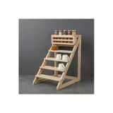 Ev Dekka Masif Ham Ahşap Baharatlık Ve Kupa Rafı - 5 Katlı Modern Mutfak Düzenleyici (55X25x10 Cm)